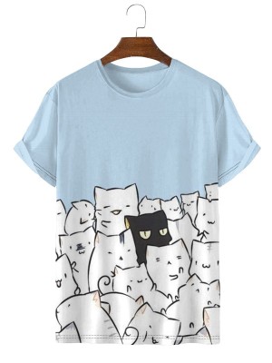 One Black Cat Casual Short Sleeve T-Shirt