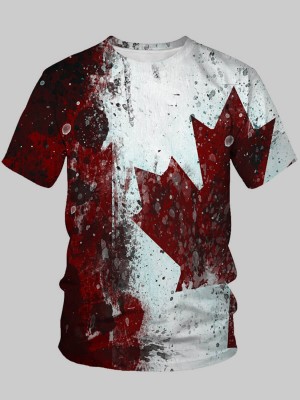 Casual Tie-dye Patchwork White Men T-shirt