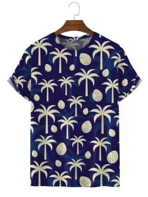 Men's Coconut Palm Tree Print Short Sleeve T-Shirt