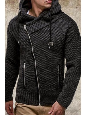 Men's Fashion Shock Strand Repair Jacket Long Sleeve Black Thick Sweater