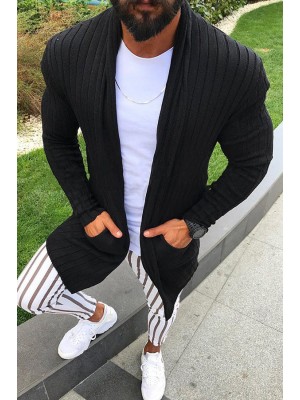 Men's Long-sleeved Cardigan Lapel Sweater Top