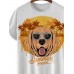 Summer Golden Dog Coconut Tree Island Casual Short Sleeve T-Shirt